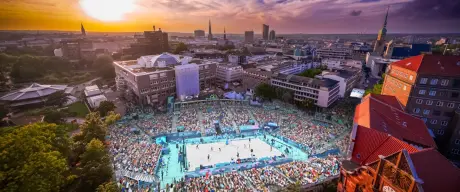 Beach-Volleyball auf dem Dortmunder Friedensplatz