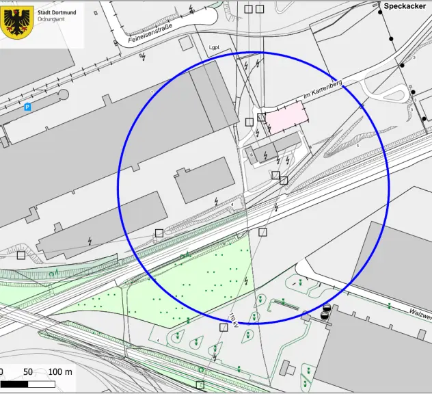 Der Evakuierungsradius zur Entschärfung Im Karrenberg