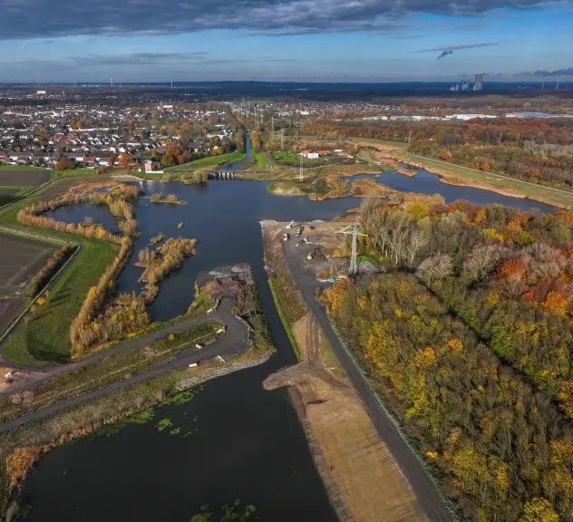 Das Hochwasserrückhaltebecken in Dortmund-Mengede.