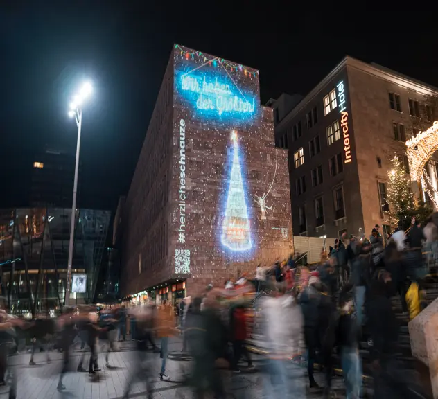 Weihnachtlich Lichtkunst an der Katharinentreppe in Dortmund