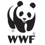 Logo des WWF - schwarz-weißer Pandabär, darunter die drei Buchstaben WWF in schwarz und fett.