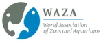 Logo der WAZA: Formen in blau, grau und weiß, die an eine Möwe und einen Wal erinnern. Daneben die Schrift: 