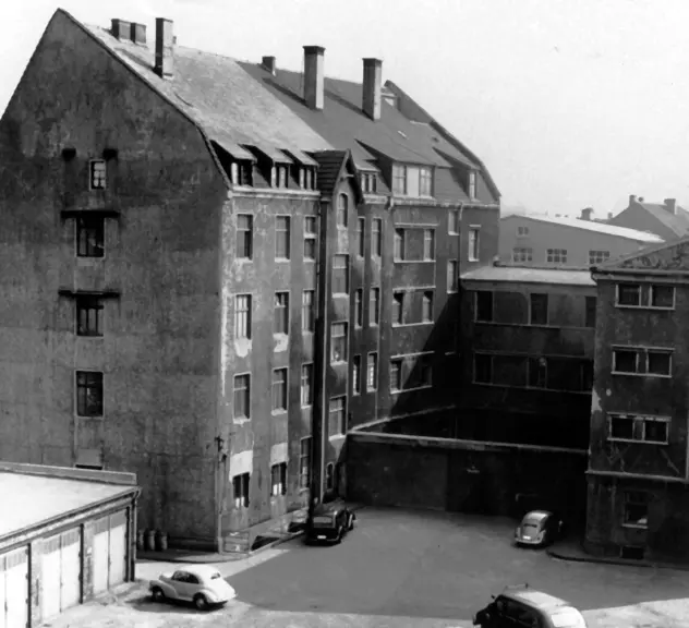 Eine Nachkriegsaufnahme des ehemaligen Polizeigefängnisses Steinwache in Dortmund