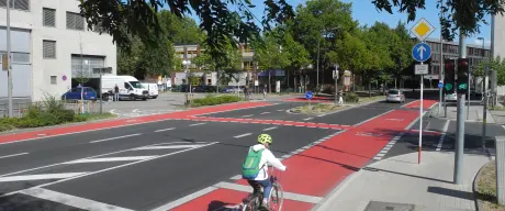 Eine Darstellung der Fahrradhauptroute Nordtangente in der Stadt Dortmund